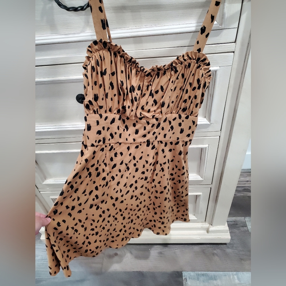 Francesca's Brown Animal print mini dress Size Large